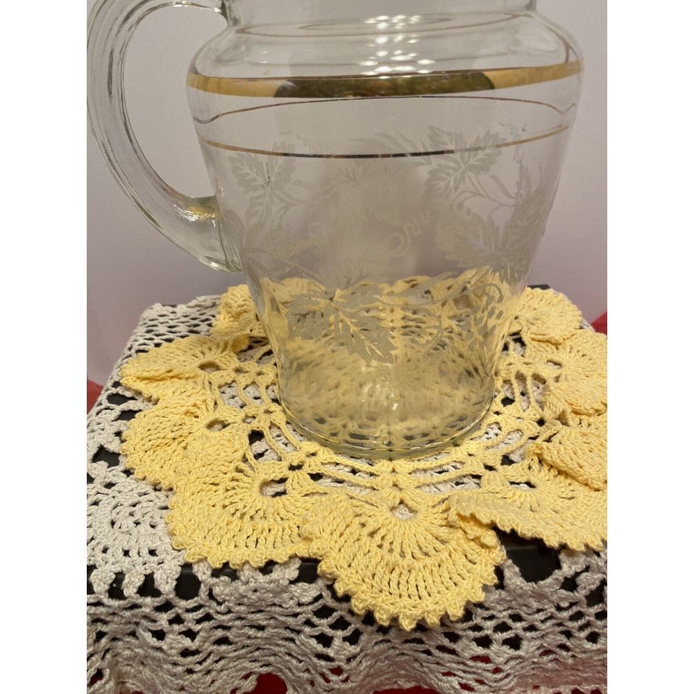 Vintage Bartlett Collins Pitcher Etched Grapevines Mid Century Modern Barware. - Picture 10 of 11